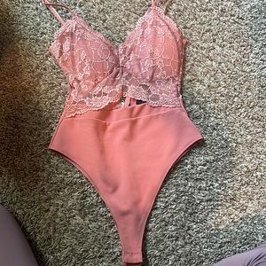 Lace pink bodysuit